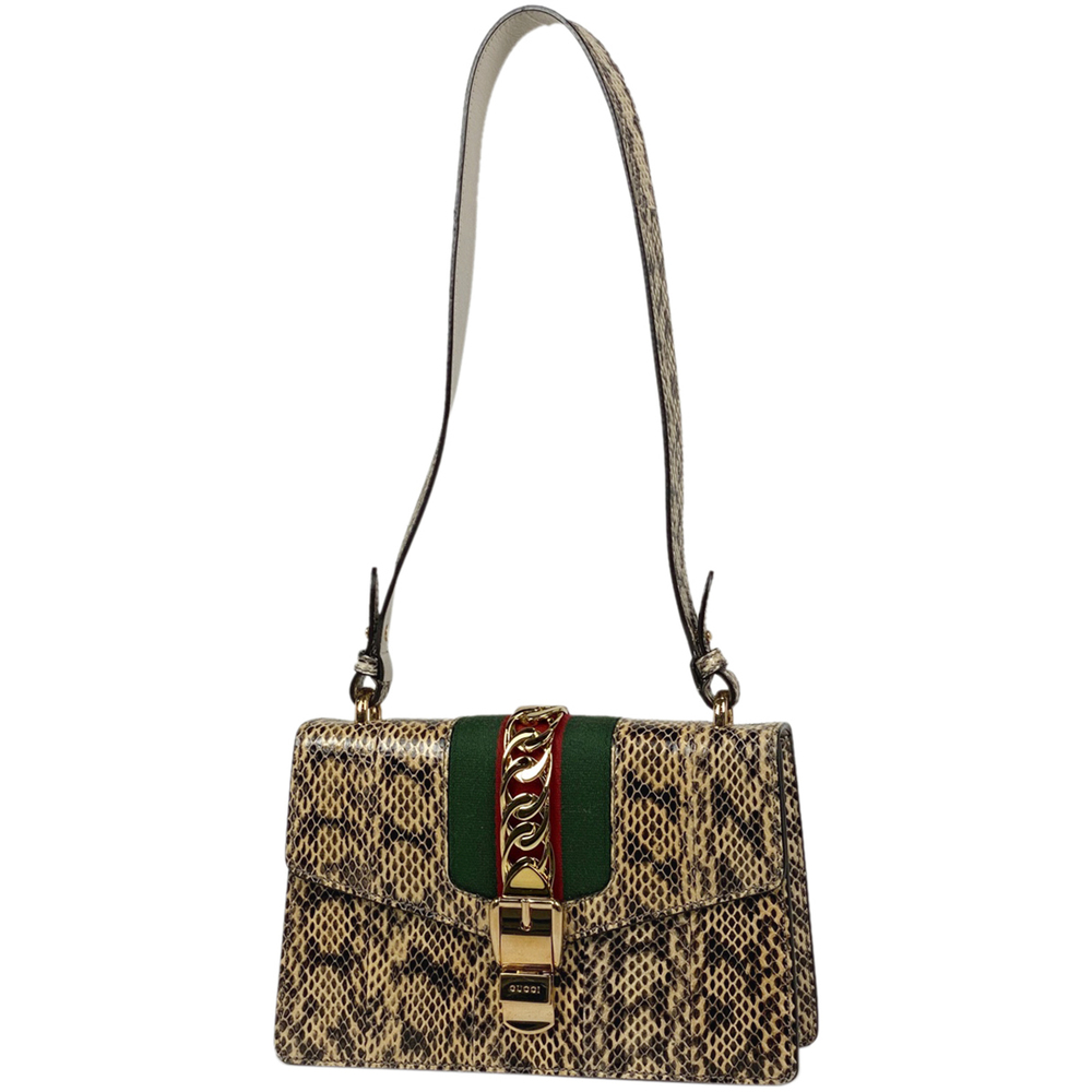 Gucci Silvie Python Pattern Sherry Line Shoulder … - image 1
